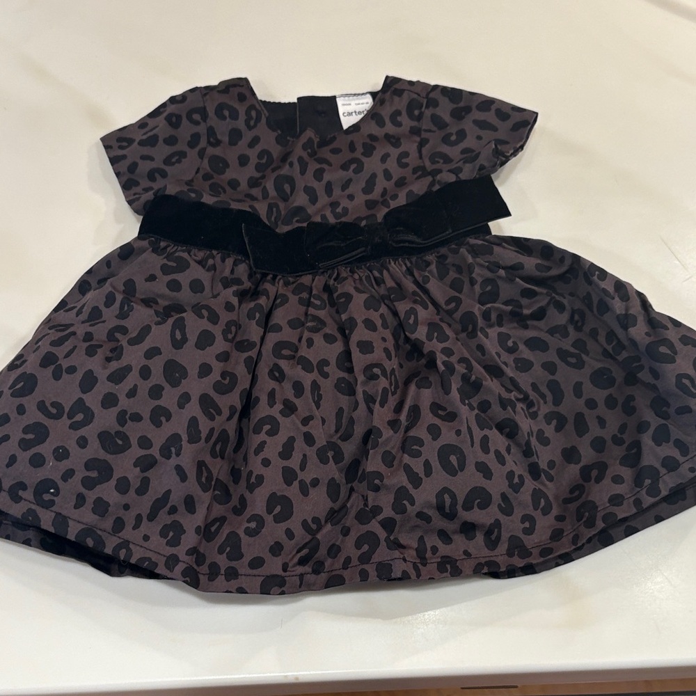 Carter's Baby Black and Brown Leopard Print Dress with lining- size NB
